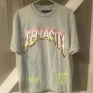 Tenaciti Studios “Trapped In Binding Rules” Pale Green Graphic Tee - Large